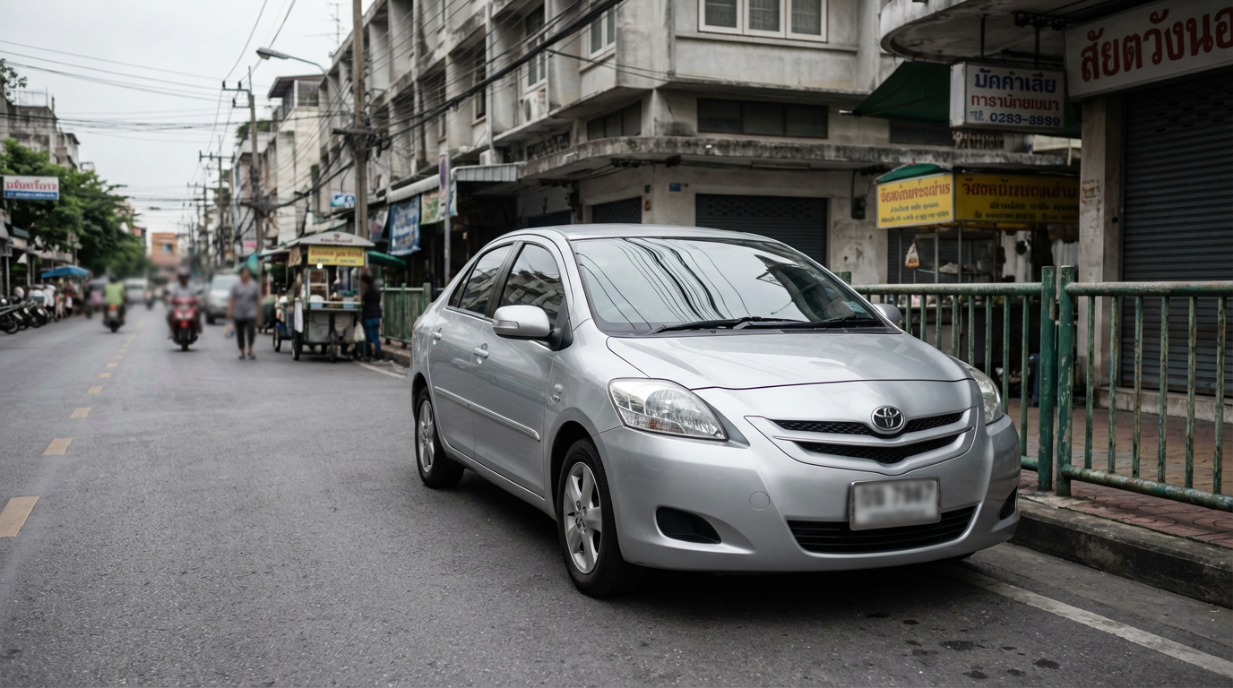 Used car in a Bangkok street setting