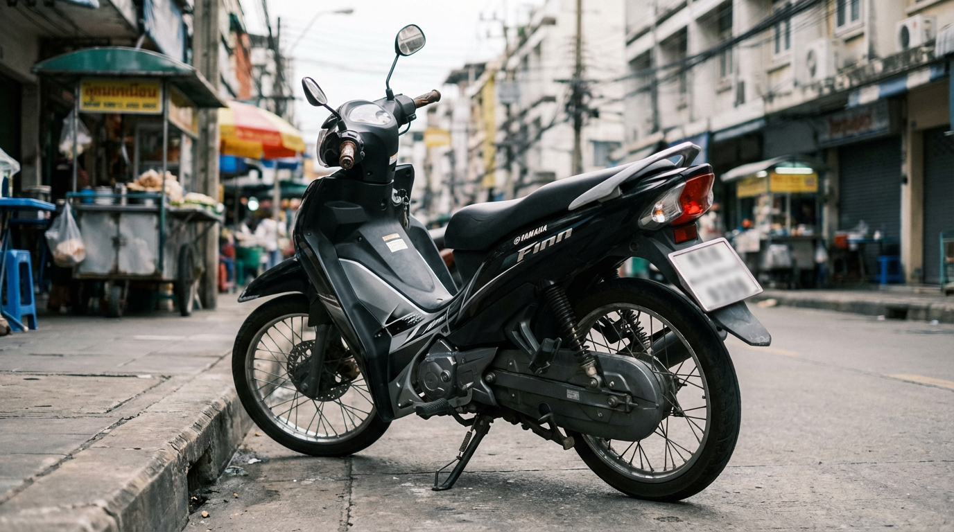 Used motorbike parked on a Bangkok street